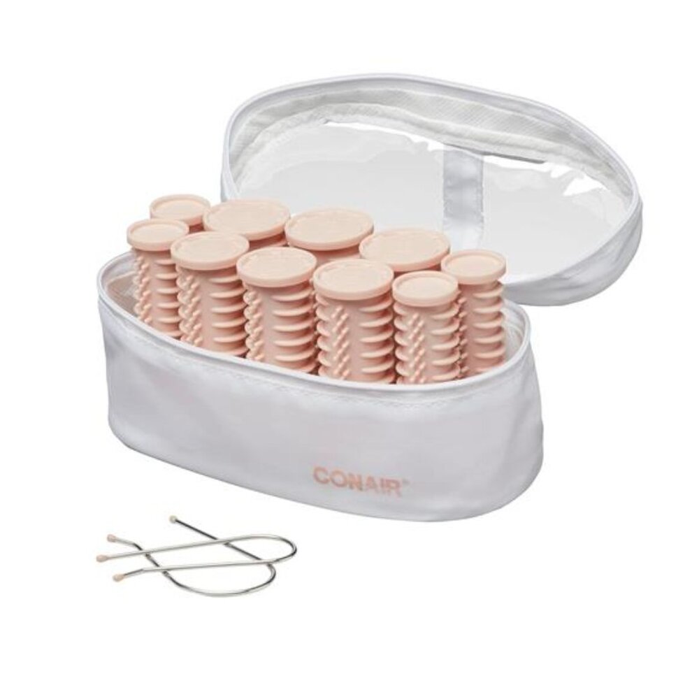 Instant Heat Compact Hot Rollers – 10-Piece Set with Metal Pins for All Hair